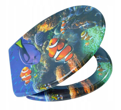 Toiletsæde Duroplast Ovalt 37,4x44,4 cm Havmotiv Hvid