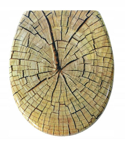 Toiletsæde Duroplast Dec 14 37,4x44,4 cm Træmønster Hængsler 10-17 cm