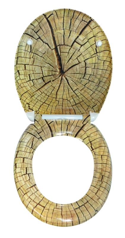 Toiletsæde Duroplast Dec 14 37,4x44,4 cm Træmønster Hængsler 10-17 cm