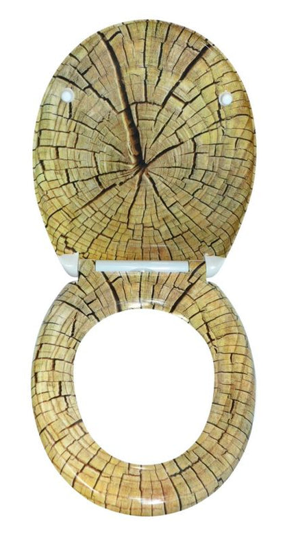 Toiletsæde Duroplast Dec 14 37,4x44,4 cm Træmønster Hængsler 10-17 cm