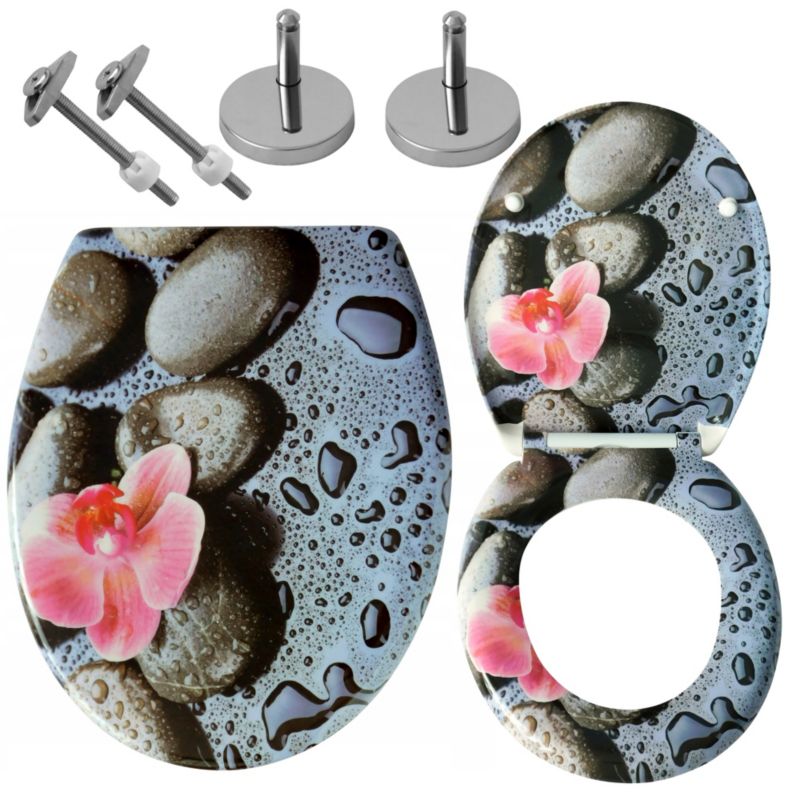Toiletsæde med Orkidémønster 37,4x44,4 cm Hvid Blødt Luk
