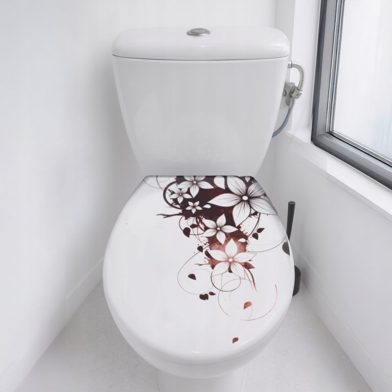 Toiletsæde Duroplast Wenge Mønster 37x43 cm Hurtigudløser
