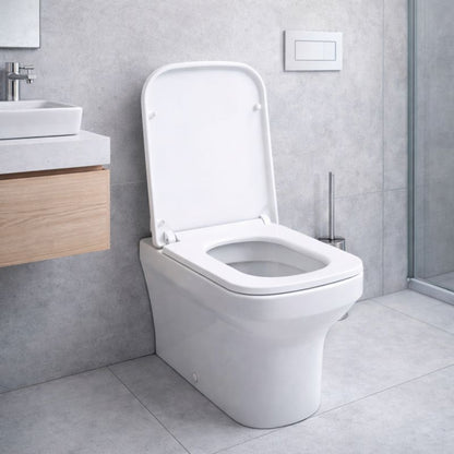 Toiletsæde Rektangulært Hvidt med Softclose og Quick-Release 1 stk.