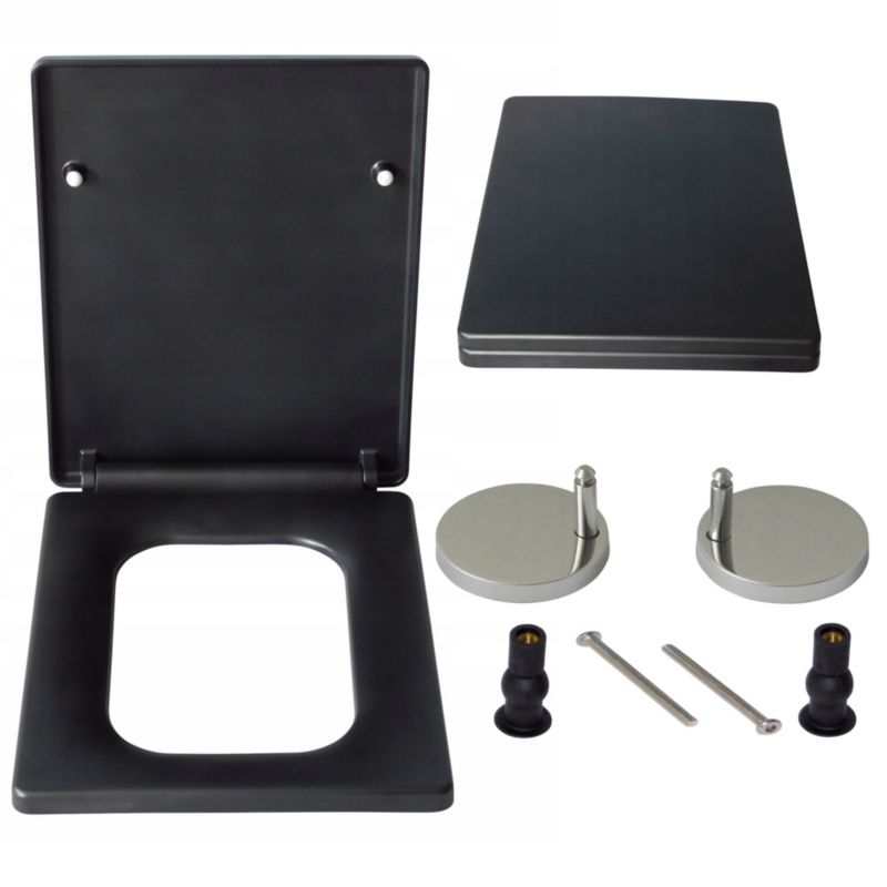 Toiletsæde Lorida Black Mat Duroplast Antimikrobiel 44x34 cm