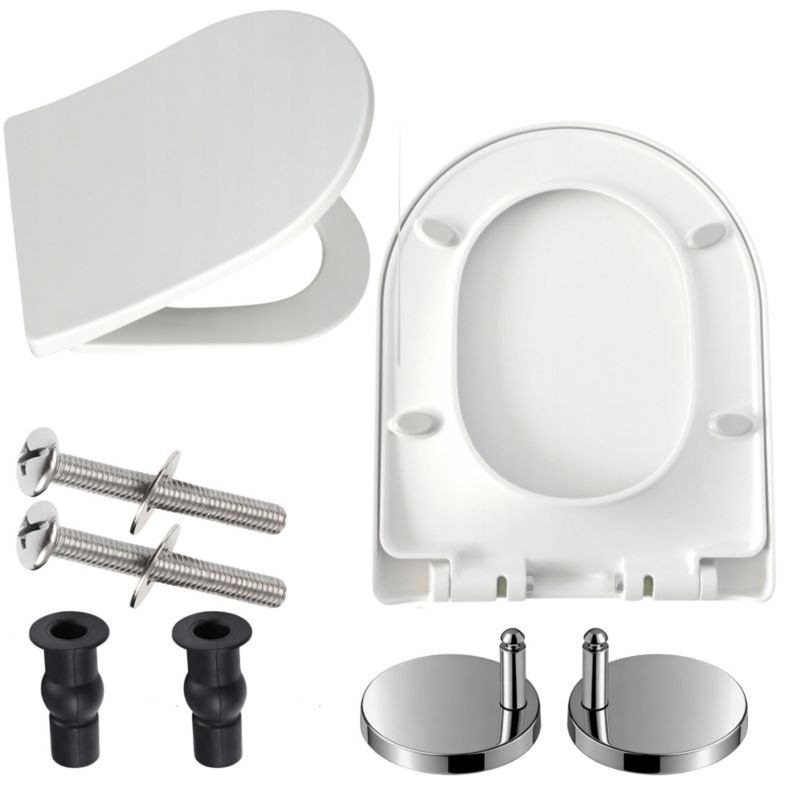 Toiletsæde Duroplast Hvidt Universal 36x44 cm Blødt Luk