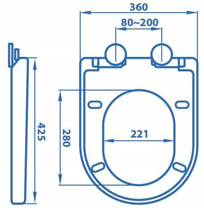 Toiletsæde U-formet Hvid Polypropylen 36x42,5 cm 5901811584978