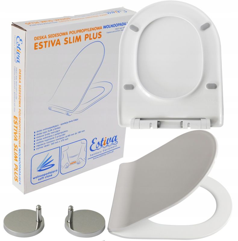 Toiletsæde Slim Plus U-form Hvid Polypropylen Blødt Luk 36x47 cm