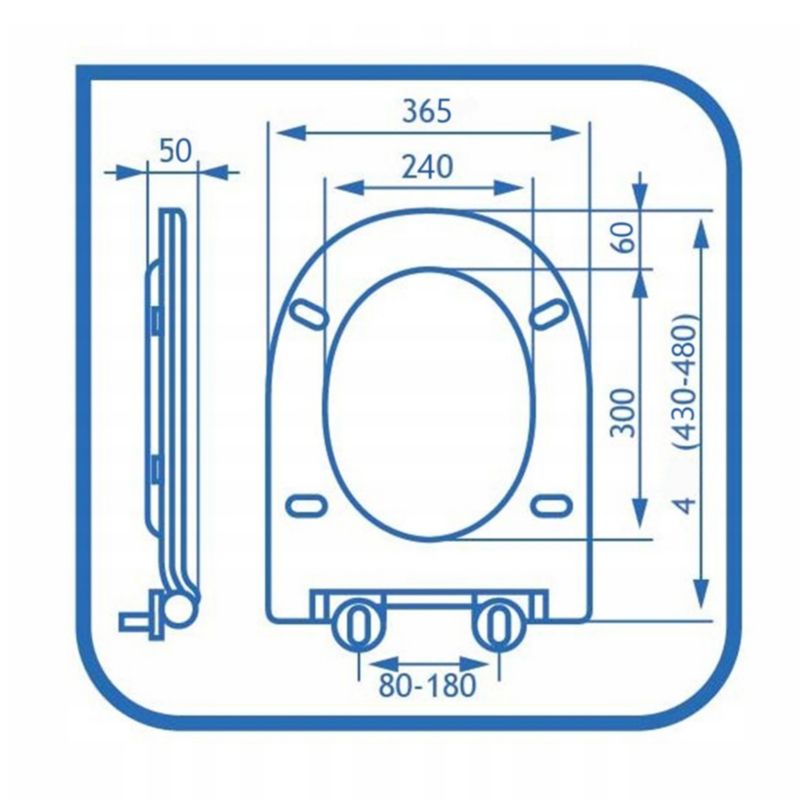 Toiletsæde Slim Plus U-form Hvid Polypropylen Blødt Luk 36x47 cm