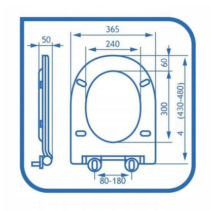 Toiletsæde Slim Plus U-form Hvid Polypropylen Blødt Luk 36x47 cm