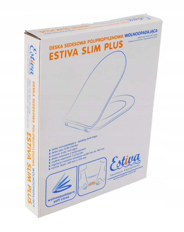 Toiletsæde Slim Plus U-form Hvid Polypropylen Blødt Luk 36x47 cm
