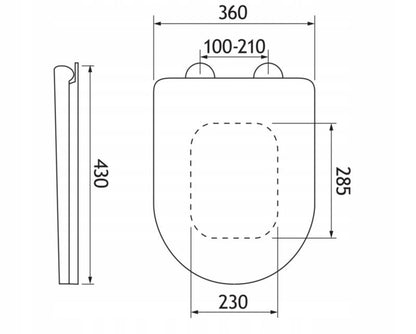 Toiletsæde U-formet Hvid Polypropylen med Softclose 43 x 36 cm