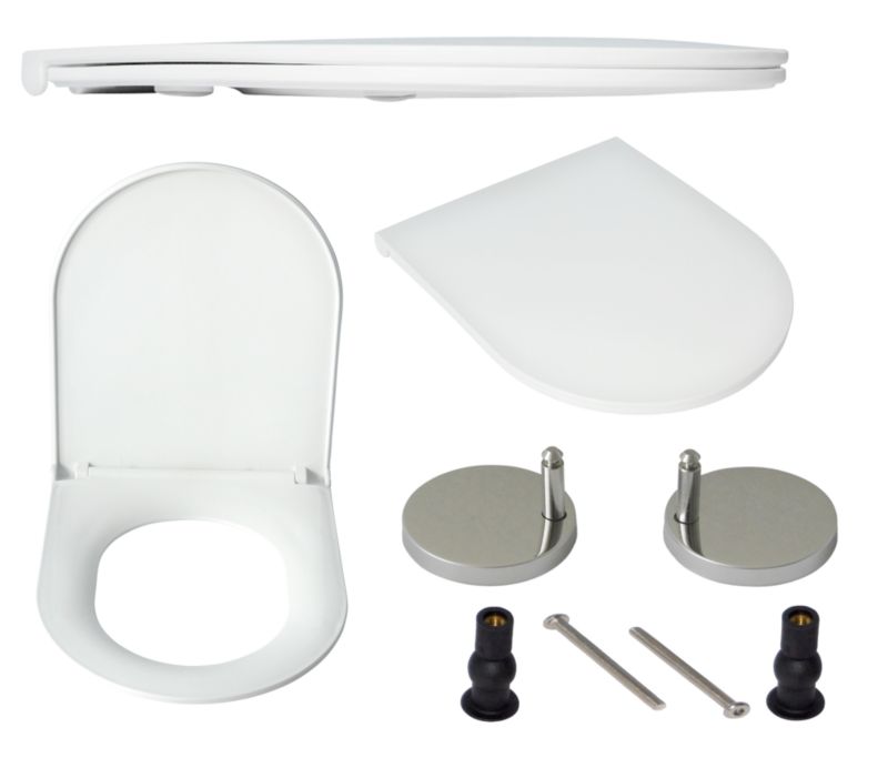 Toiletsæde U-formet Hvid Polypropylen med Softclose 43 x 36 cm