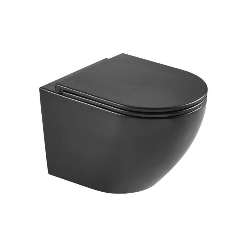 Toiletsæde Hagser Beno Hårdt Langsomt Lukkende Sort Mat Hurtigudløsning 1 stk.