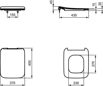 Toiletsæde Strada II Thin Hvid Duroplast Soft Close Easy Take Off 37x45 cm