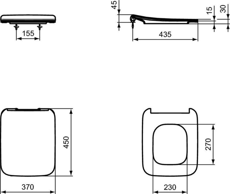 Toiletsæde Strada II Thin Hvid Duroplast Soft Close Easy Take Off 37x45 cm