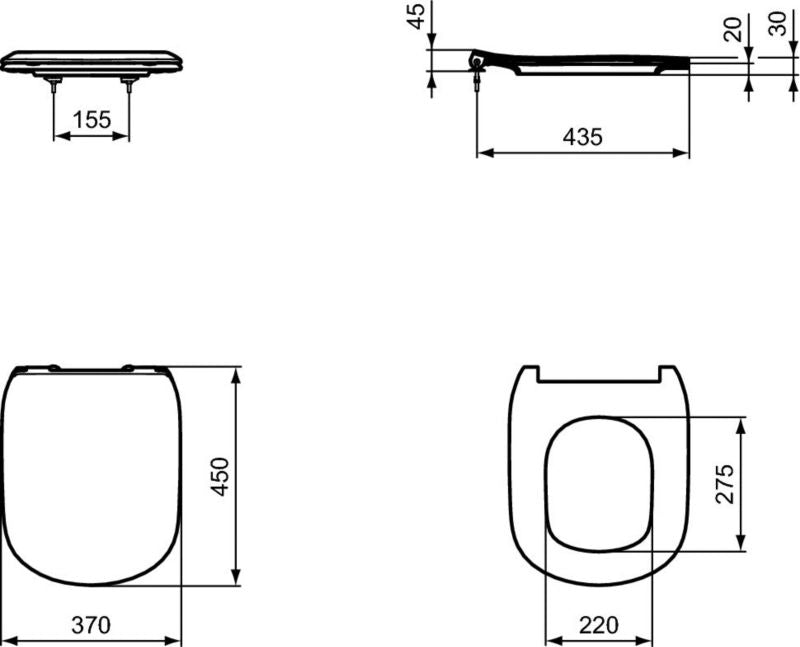 Toiletsæde Tesi Tynd Softclose Sort Mat 37x45 cm Duroplast