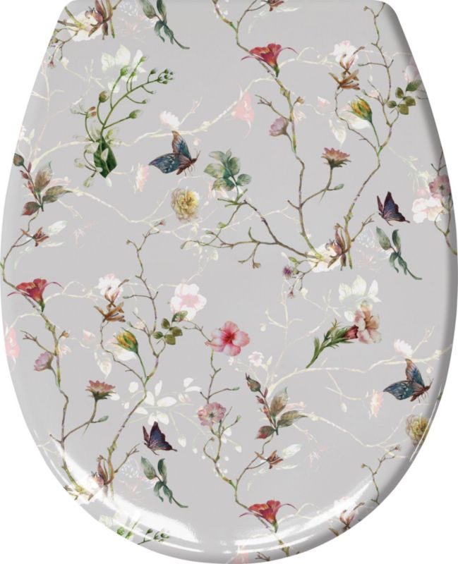 Toiletsæde Flores Hvid Universal Duroplast Blødt Lukkende 45x37 cm