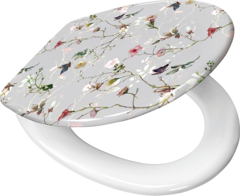 Toiletsæde Flores Hvid Universal Duroplast Blødt Lukkende 45x37 cm