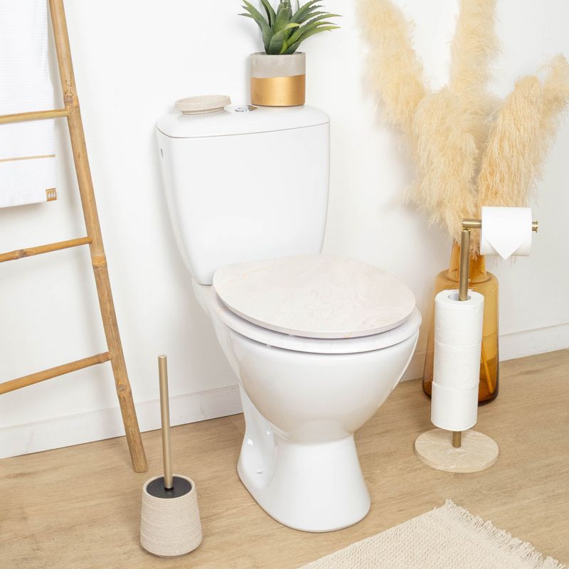 Toiletsæde Marmor Beige 50 cm MDF Rustfri Stålhængsler