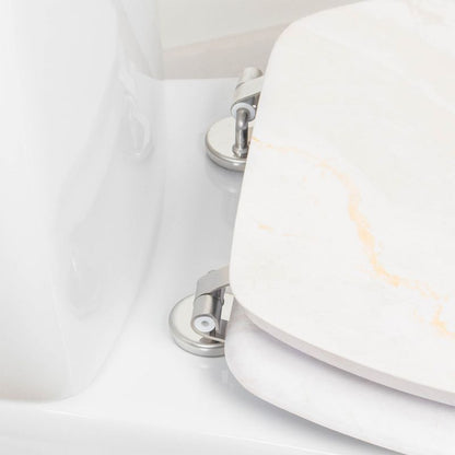 Toiletsæde Marmor Beige 50 cm MDF Rustfri Stålhængsler