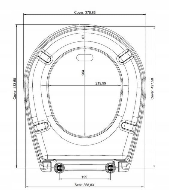 Toiletsæde i Duroplast Hvid Antibakteriel 43,3 x 37 cm