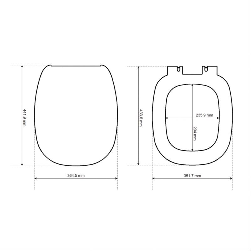 Toiletsæde Duroplast Antibakterielt Hvid 43,4x36,5 cm 160 kg