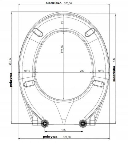 Toiletsæde Duroplast Antibakterielt Hvidt 45,1x37 cm 160 kg