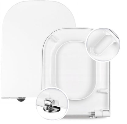 Toiletsæde med Blødt Luk Duroplast Antibakteriel 46 x 35 cm Hvid