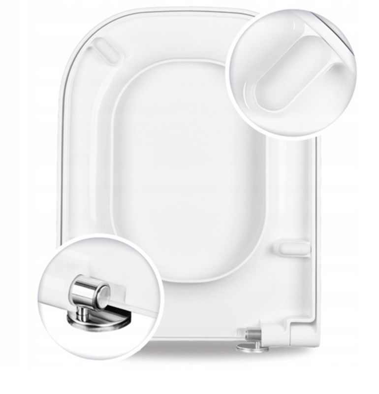 Toiletsæde med Blødt Luk Duroplast Antibakteriel 46 x 35 cm Hvid