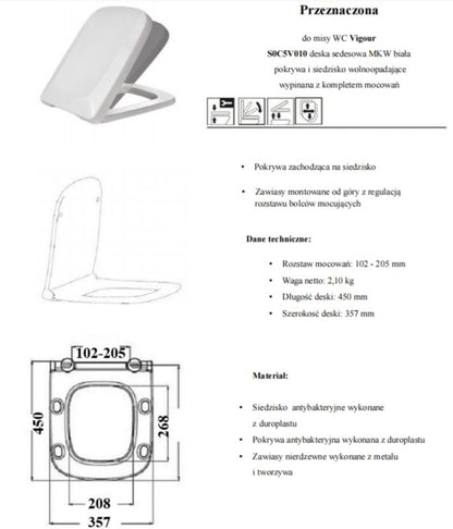 Toiletsæde med Soft Close Hvid Duroplast Antibakteriel 8586005350385