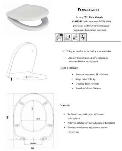 Toiletsæde Duroplast Hvid Antibakteriel 45,4x35,8 cm 160 kg