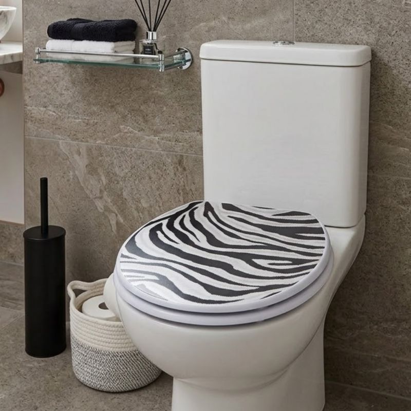 Toiletsæde Nubia Zebra Sort Hvid 37,5x46 cm | 3664323199475