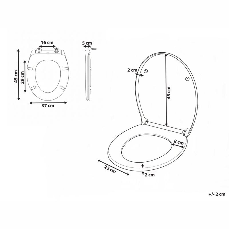 Toiletsæde Papuri Fritfaldende Duroplast Sort 1 stk.