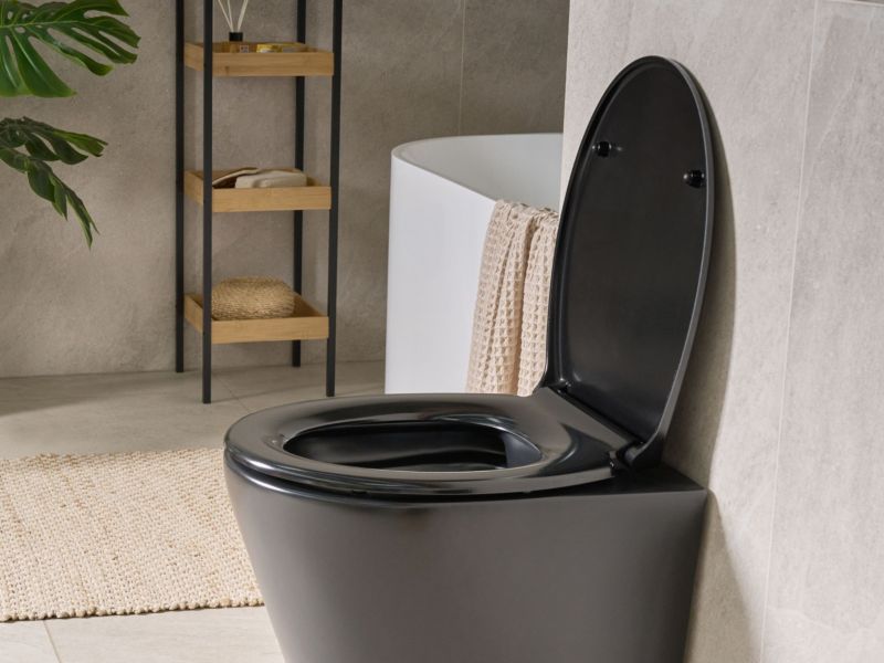 Toiletsæde Papuri Fritfaldende Duroplast Sort 1 stk.