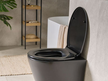 Toiletsæde Papuri Fritfaldende Duroplast Sort 1 stk.