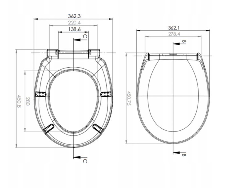 Toiletsæde med Soft Close til Vigour One Hvid Antibakteriel 5903938514616