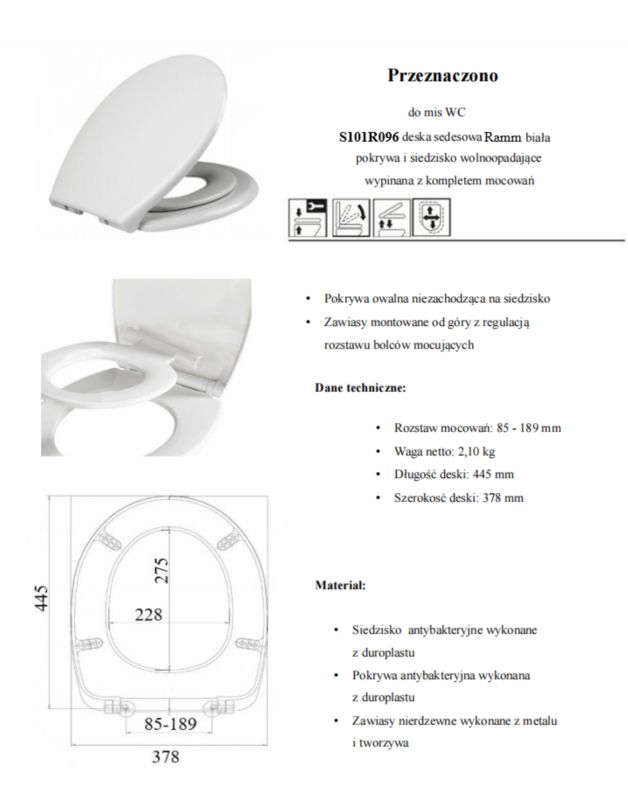 Toiletsæde med Børnesæde Hvid Antibakteriel Duroplast 44,5x37,8 cm | 5903938510960