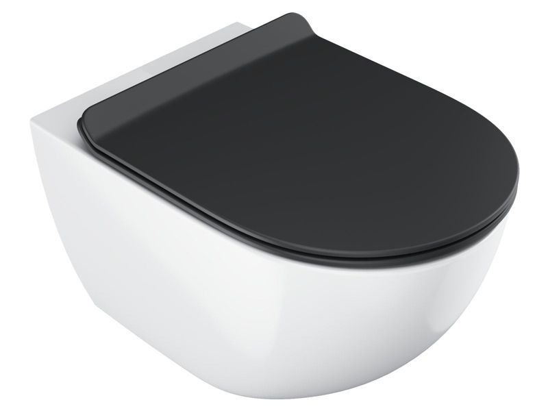 Toiletsæde Vita Slim Sort SoftClose 364x450x51 mm