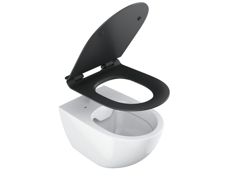 Toiletsæde Vita Slim Sort SoftClose 364x450x51 mm