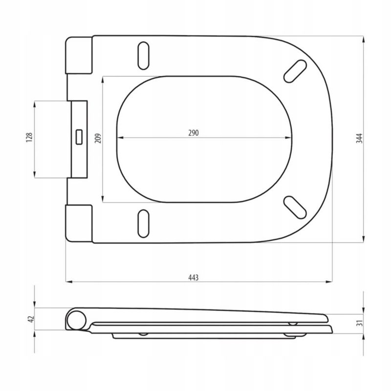 Toiletsæde Standard Hvid Duroplast med Soft Close 44,3 cm