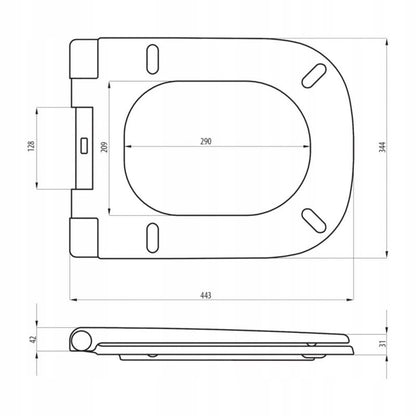 Toiletsæde Standard Hvid Duroplast med Soft Close 44,3 cm