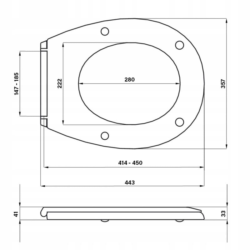 Toiletsæde Standard Hvid med Cirkulær Form og Soft Close 44,3 x 35,7 cm