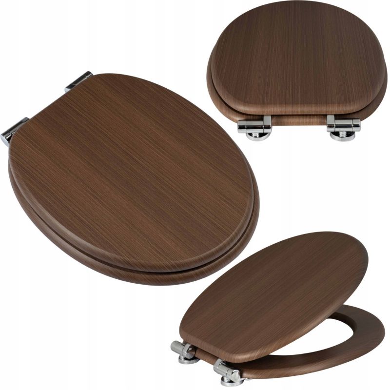 Toiletsæde MDF Brun Softclose Hurtigudløsning 43,5x37,5 cm