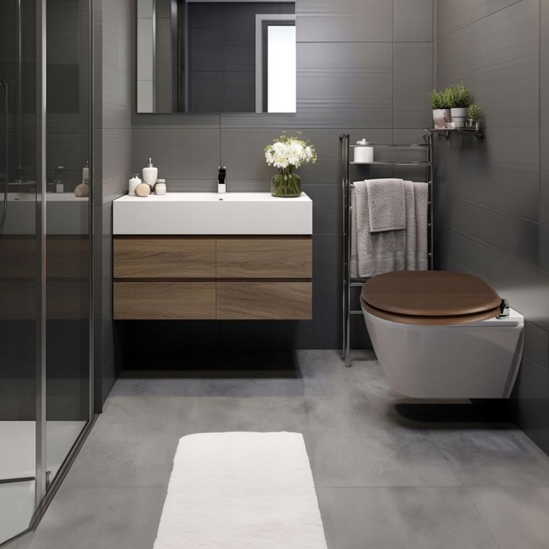 Toiletsæde MDF Brun Softclose Hurtigudløsning 43,5x37,5 cm