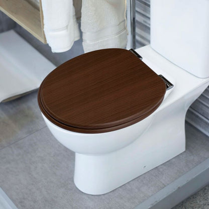 Toiletsæde MDF Brun Softclose Hurtigudløsning 43,5x37,5 cm