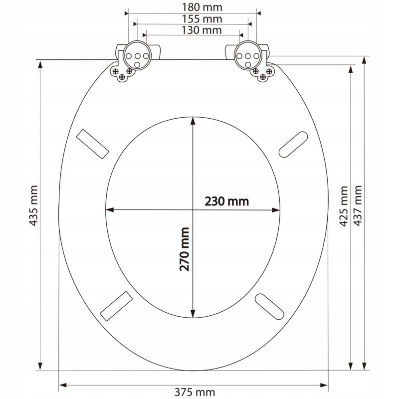 Toiletsæde Sort MDF med Soft Close 43,5x37,5 cm