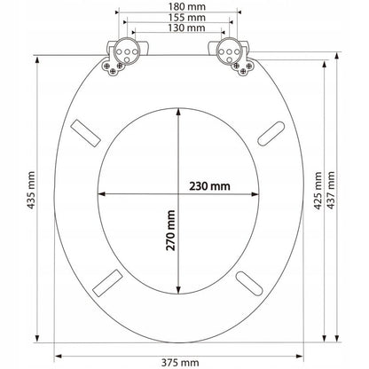 Toiletsæde Sort MDF med Soft Close 43,5x37,5 cm
