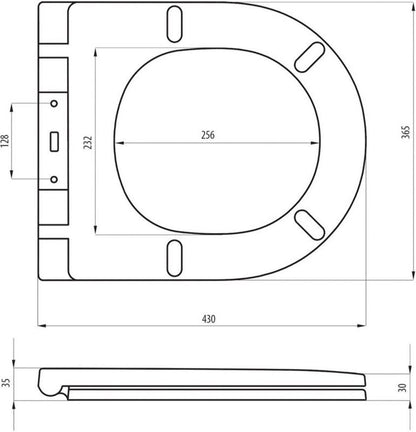 Toiletsæde Slim Hvid Duroplast 43x36,5 cm 1 stk.