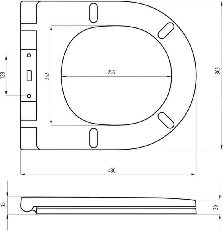 Toiletsæde Slim Hvid Duroplast 43x36,5 cm 1 stk.