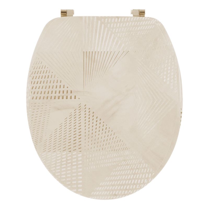 Toiletsæde Beige Marmor 37,5x46 cm MDF Rustfri Stålhængsler